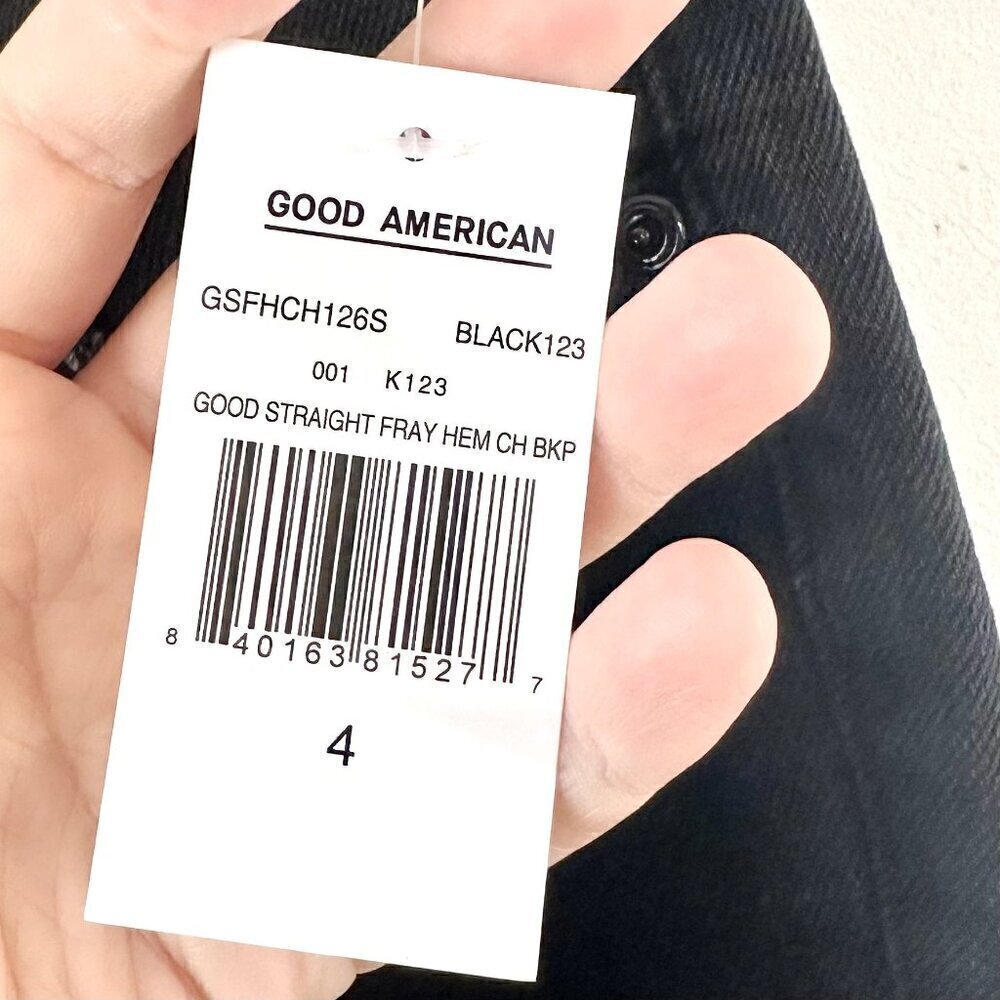 NWT Good American Black Good Legs Straight Fray Hem Jeans - Size: 4 - Picture 3 of 9